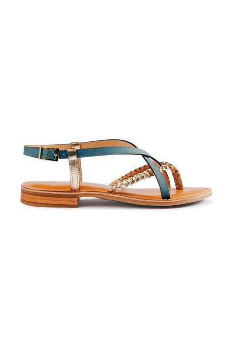 Nine By Janine_Blue Estella Braided Strap Flats _Online_at_Aza_Fashions