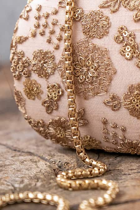 Buy_Amyra_Beige Embroidery, Sequins Ada Floral Clutch _Online_at_Aza_Fashions