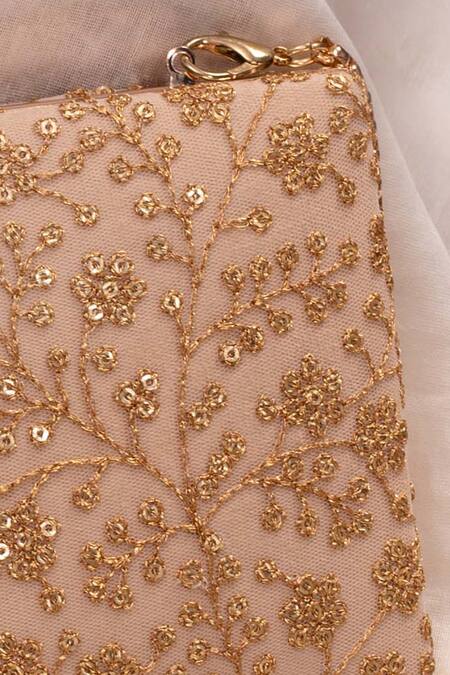 Buy_Amyra_Beige Embroidery, Sequins Embellished Box Clutch _Online_at_Aza_Fashions