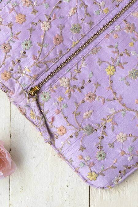 Shop_Amyra_Purple Blossom Embroidered Laptop Sleeve_Online_at_Aza_Fashions