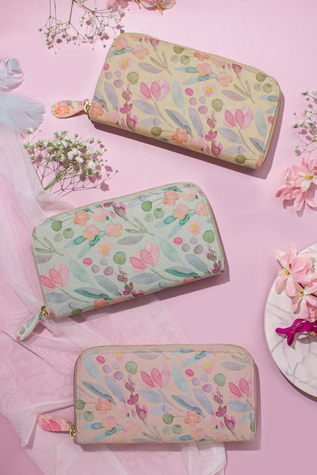 Shop_Amyra_Yellow Cynthia Floral Print Wallet _at_Aza_Fashions