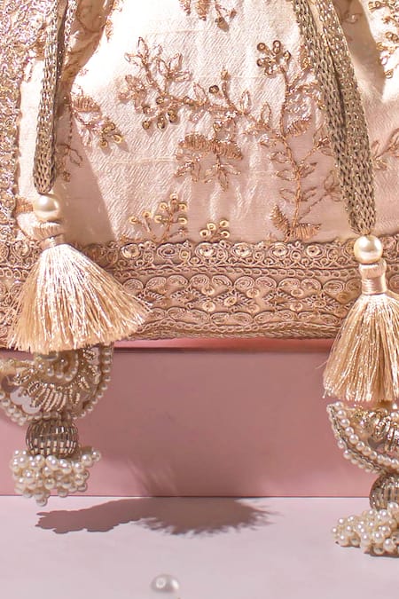 Shop_Amyra_Cream Embroidery Inaya Blossom Potli_Online_at_Aza_Fashions