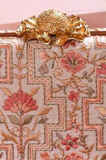 Buy AMYRA Off White Embroidery Mogra Floral Capsule Clutch Online at Aza Fashions Buy_AMYRA_Off White Embroidery Mogra Floral Capsule Clutch _Online_at_Aza_Fashions