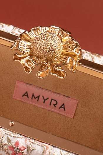 Buy AMYRA Off White Embroidery Mogra Floral Capsule Clutch Buy_AMYRA_Off White Embroidery Mogra Floral Capsule Clutch
