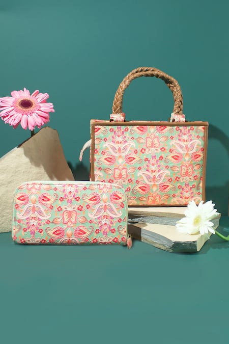 Amyra Multi Color Embroidery Wild Bloom Hand Bag Online at Aza Fashions Amyra_Multi Color Embroidery Wild Bloom Hand Bag_Online_at_Aza_Fashions