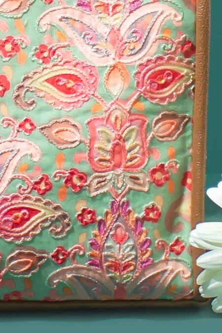 Shop Amyra Multi Color Embroidery Wild Bloom Hand Bag Online at Aza Fashions Shop_Amyra_Multi Color Embroidery Wild Bloom Hand Bag_Online_at_Aza_Fashions