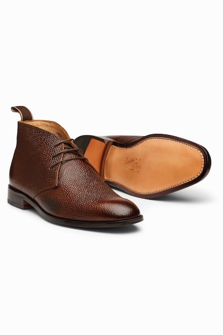3dm Lifestyle Brown Textured Leather Chukka Boots 