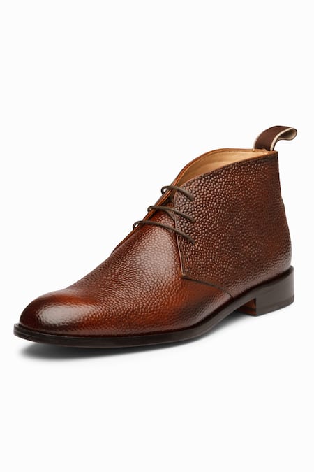 3dm Lifestyle_Brown Textured Leather Chukka Boots _Online_at_Aza_Fashions