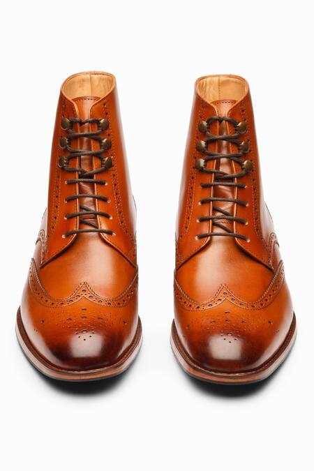 3dm Lifestyle_Brown Wingtip Brogue Boots  _at_Aza_Fashions