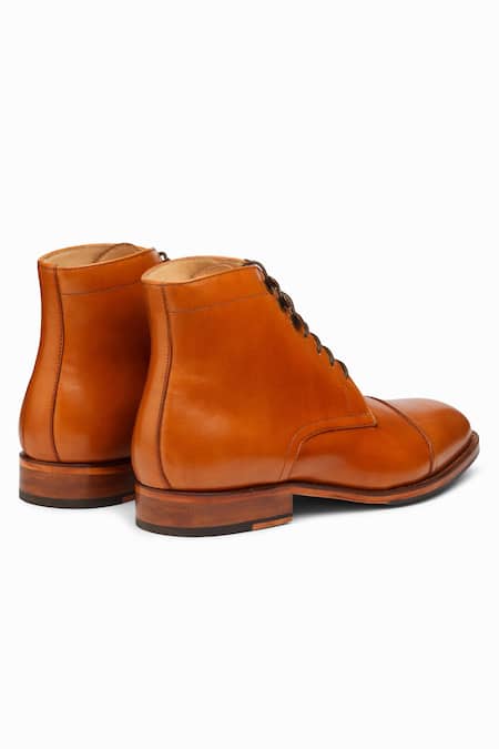Shop_3dm Lifestyle_Brown Tan Leather Toe Cap Derby Boots _Online_at_Aza_Fashions