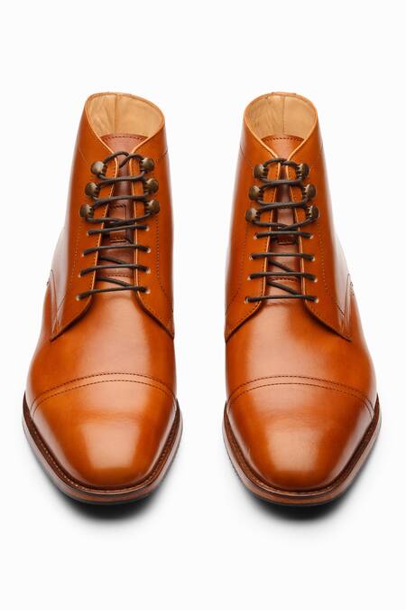 Buy_3dm Lifestyle_Brown Tan Leather Toe Cap Derby Boots 