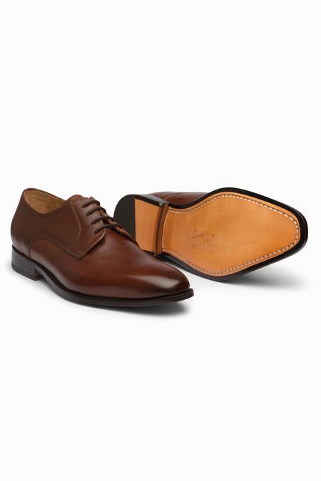 Shop_3dm Lifestyle_Brown Lace Up Solid Derby Shoes  _Online_at_Aza_Fashions