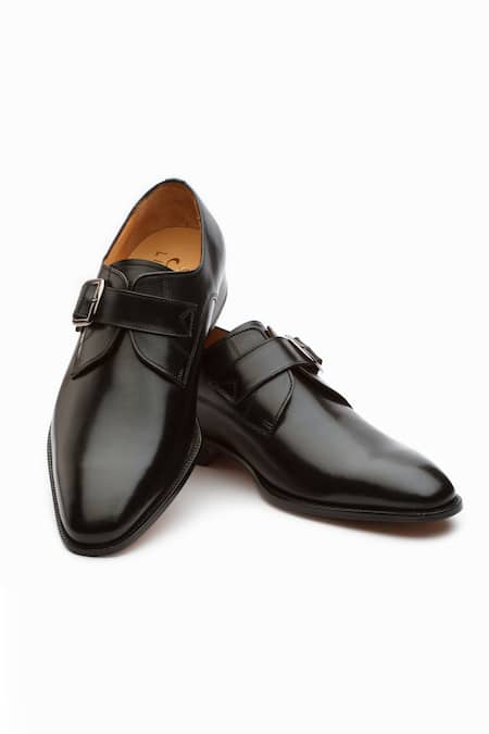 Shop_3dm Lifestyle_Black Leather Single Monk Strap Shoes _at_Aza_Fashions