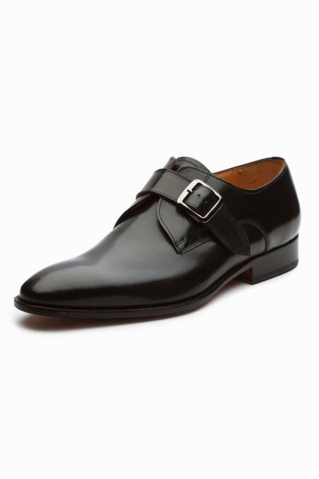 3dm Lifestyle_Black Leather Single Monk Strap Shoes _Online_at_Aza_Fashions