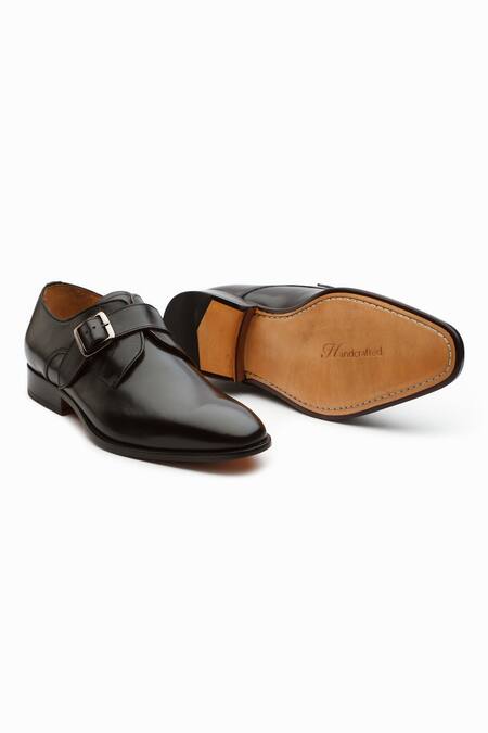 Shop_3dm Lifestyle_Black Leather Single Monk Strap Shoes _Online_at_Aza_Fashions