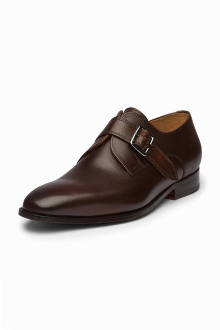 3dm Lifestyle_Brown Leather Single Monk Strap Shoes _Online_at_Aza_Fashions