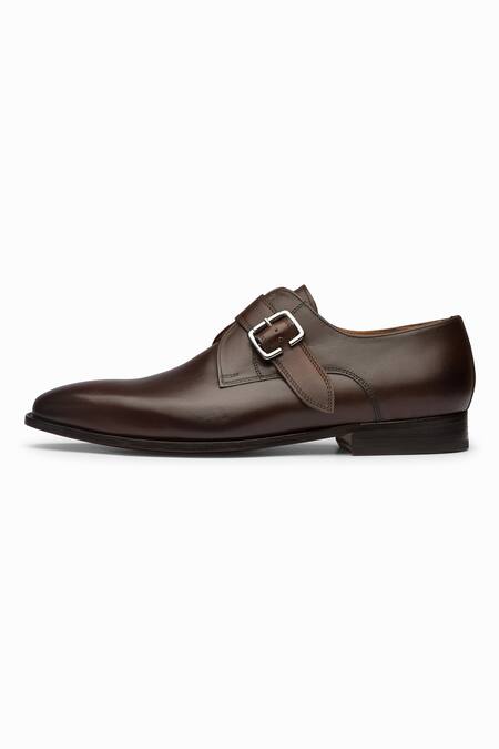 Buy_3dm Lifestyle_Brown Leather Single Monk Strap Shoes _Online_at_Aza_Fashions