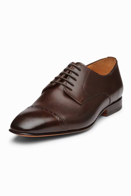 3dm Lifestyle_Brown Leather Brogue Derby Shoes _Online_at_Aza_Fashions