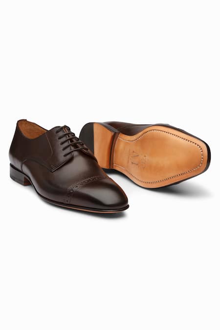 Shop_3dm Lifestyle_Brown Leather Brogue Derby Shoes _Online_at_Aza_Fashions