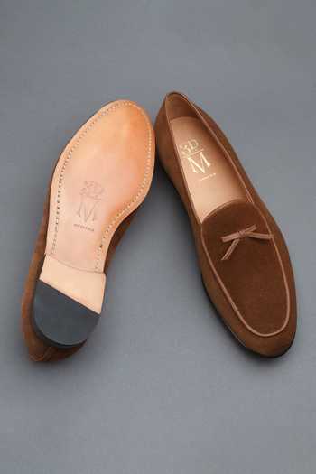 3DM LIFESTYLE Brown Suede Belgian Loafers Buy Belgian Loafers - Cognac Suede colour shoe for men  main image 4