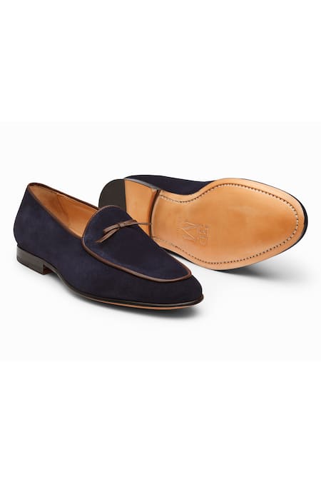 Buy_3dm Lifestyle_Blue Handcrafted Belgian Leather Loafers  _Online_at_Aza_Fashions