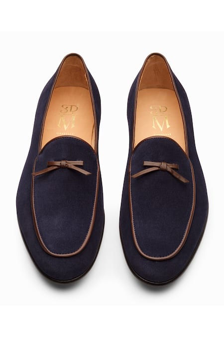 Shop_3dm Lifestyle_Blue Handcrafted Belgian Leather Loafers  _Online_at_Aza_Fashions