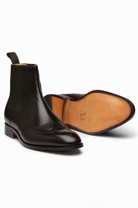 Shop 3dm Lifestyle Black Wingtip Brogue Chelsea Boots at Aza Fashions Shop_3dm Lifestyle_Black Wingtip Brogue Chelsea Boots _at_Aza_Fashions