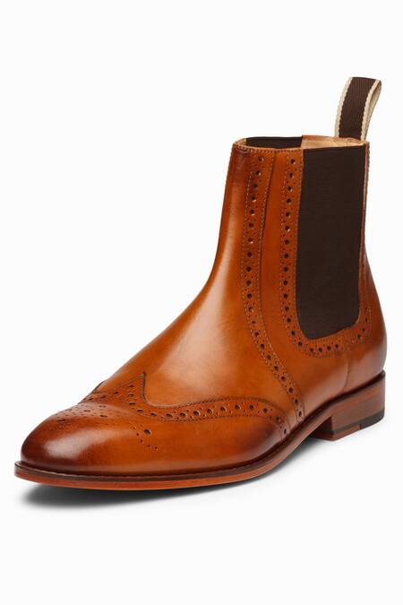 3dm Lifestyle Brown Chelsea Brogue Wingtip Boots Online at Aza Fashions 3dm Lifestyle_Brown Chelsea Brogue Wingtip Boots _Online_at_Aza_Fashions