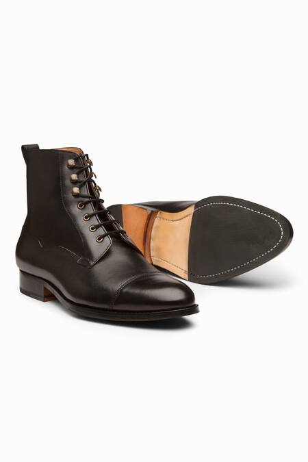 Shop_3dm Lifestyle_Black Leather Balmoral Boots _at_Aza_Fashions