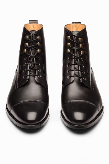 3dm Lifestyle_Black Leather Balmoral Boots _at_Aza_Fashions