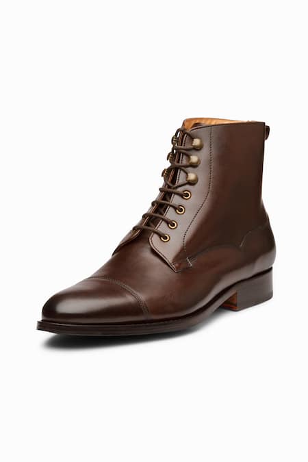 3dm Lifestyle Brown Leather Suede Balmoral Boots Online at Aza Fashions 3dm Lifestyle_Brown Leather Suede Balmoral Boots _Online_at_Aza_Fashions