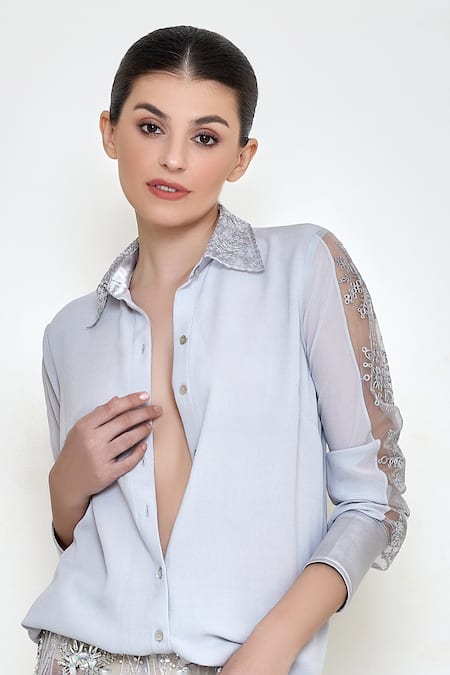 DILNAZ Sleeve Embroidered Shirt 