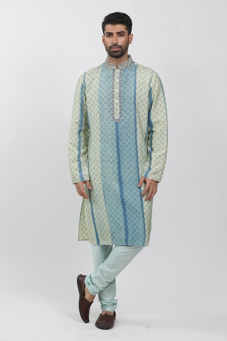 Krishna Mehta Geometric Hand Block Print Kurta Set 