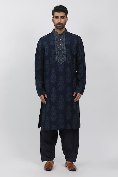 Krishna Mehta Floral Butta Hand Block Print Kurta Set 