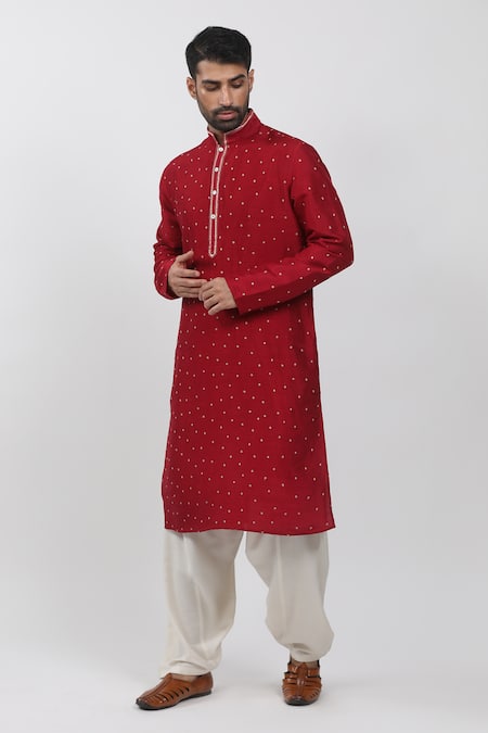 Krishna Mehta Polka Dots Pattern Kurta Set 
