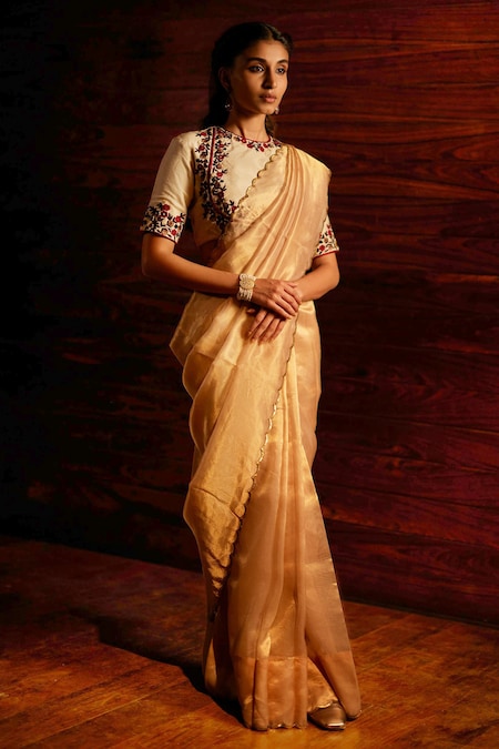 Five Blouse Designs to Try With Gold Silk Sarees • Keep Me Stylish | Bridal  jewellery indian, Indian bride, South indian bride