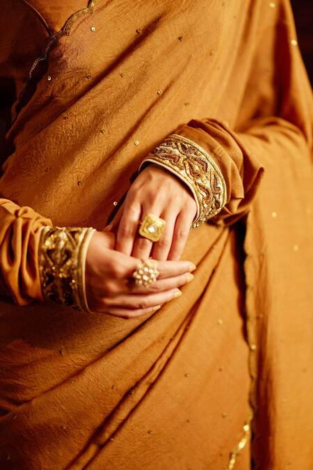 Mimamsaa Brown Silk Munga Woven And Embroidered Sequin & Thread Miranda Sleeve Blouse Online at Aza Fashions Mimamsaa_Brown Silk Munga Woven And Embroidered Sequin & Thread Miranda Sleeve Blouse _Online_at_Aza_Fashions