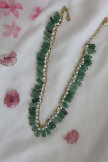 Shop Do Taara Green Agate Stone Necklace at Aza Fashions Shop_Do Taara_Green Agate Stone Necklace _at_Aza_Fashions