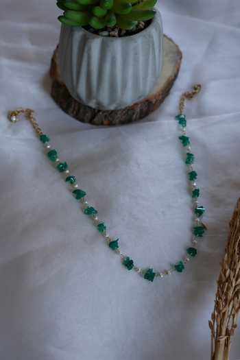 Shop Do Taara Green Stone Necklace at Aza Fashions Shop_Do Taara_Green Stone Necklace _at_Aza_Fashions