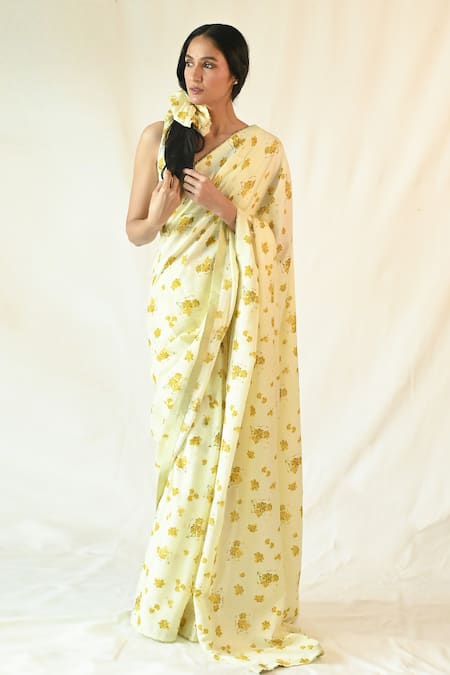 TIL Buta Hand Painted Saree With Blouse 