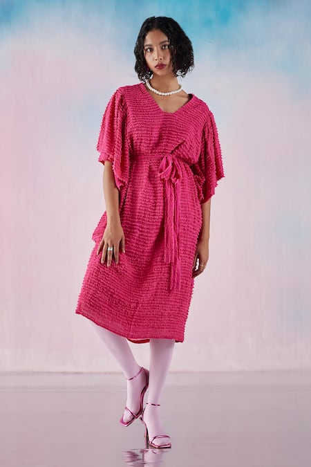 Ilk Moss Embroidered Dress With Belt 