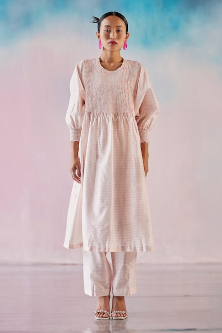 Ilk Chanderi Heart Print Smock Yok Dress 