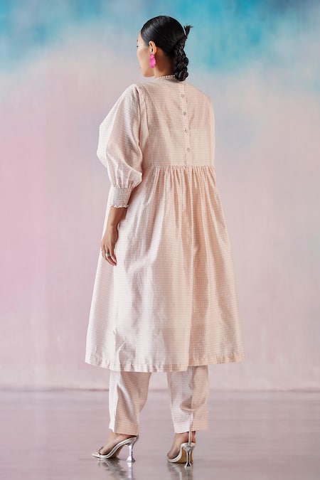 Ilk Chanderi Heart Print Smock Yok Dress 