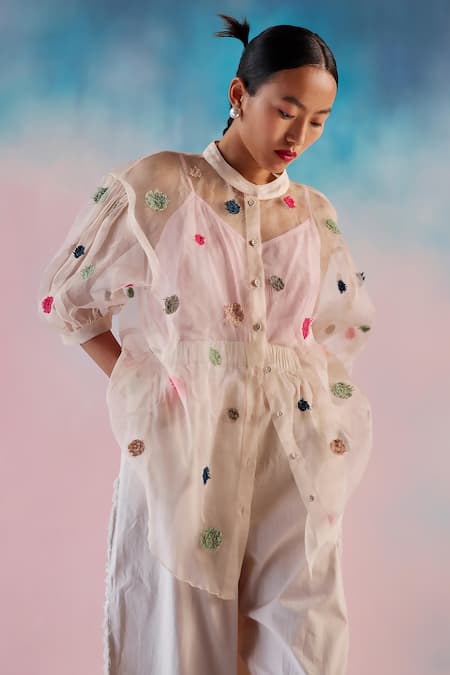 Ilk Contrast Moss Embroidered Shirt 