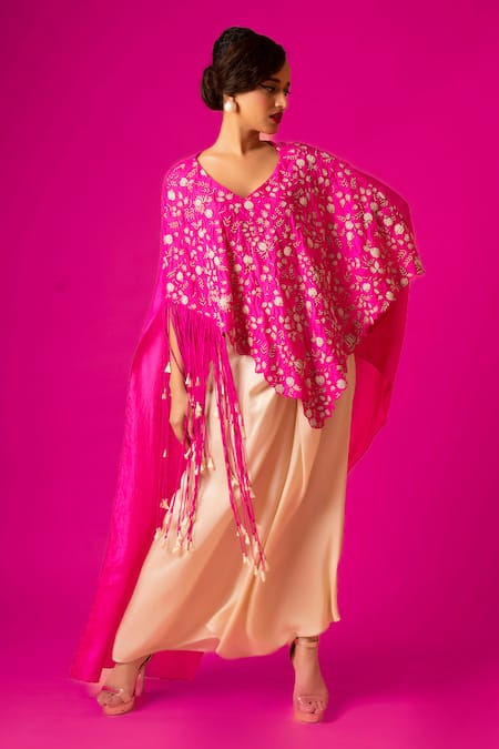 Buy Pds By Sneha Pink Silk Hand Embroidery Pearls V Neck Top With Skirt Online at Aza Fashions Buy_Pds By Sneha_Pink Silk Hand Embroidery Pearls V Neck Top With Skirt _Online_at_Aza_Fashions