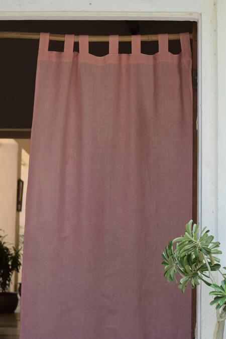 Shop_Taru Jaipur_Pink 100% Linen Gulabi Curtain _at_Aza_Fashions
