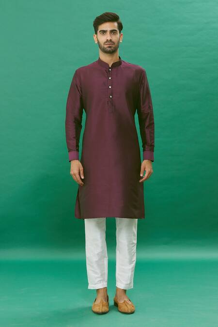 Rng Safawala Wine Cotton, Silk Sequins, Embroidery Kurta Set With Nehru Jacket Online at Aza Fashions Rng Safawala_Wine Cotton, Silk Sequins, Embroidery Kurta Set With Nehru Jacket_Online_at_Aza_Fashions