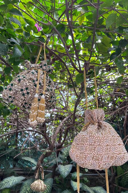 Nayaab By Sonia Gold Zari, Embroidery Pearl Dew Zardozi Potli at Aza Fashions Nayaab By Sonia_Gold Zari, Embroidery Pearl Dew Zardozi Potli _at_Aza_Fashions