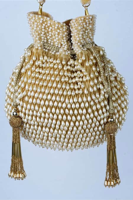 Buy Nayaab By Sonia Gold Pearls, Tassels Taselled Drop Potli Online at Aza Fashions Buy_Nayaab By Sonia_Gold Pearls, Tassels Taselled Drop Potli _Online_at_Aza_Fashions