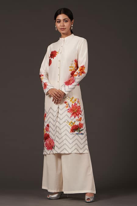 Balance by Rohit Bal Chanderi Floral Digital Print Tunic & Palazzo Set 